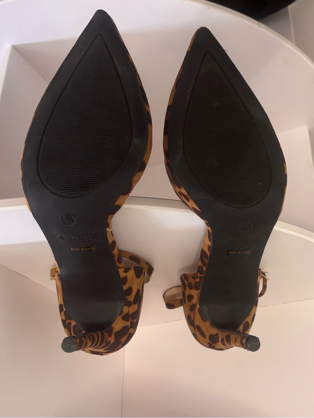 Anne Michelle Leopard Print Pointed Toe Stiletto Heels - Brown/Black